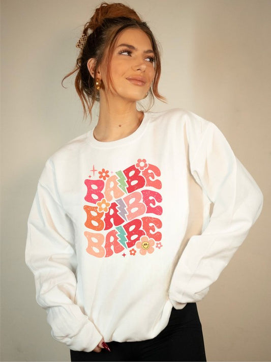 Colorful Groovy Babe Crew Neck Sweatshirt