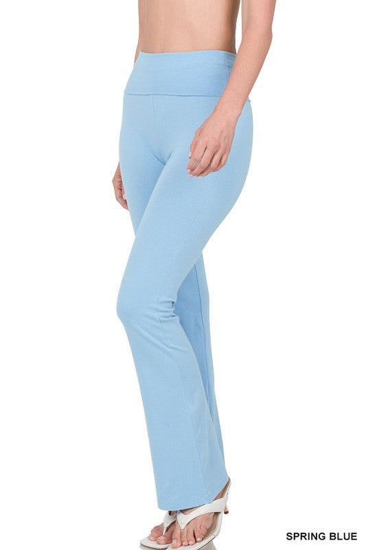 PREMIUM COTTON FOLD OVER YOGA FLARE PANTS