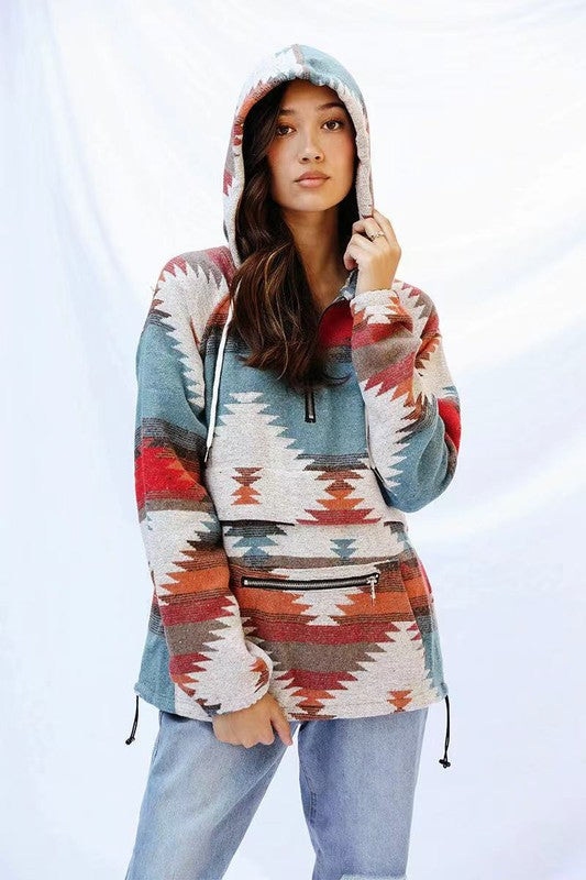 Western print hoodie