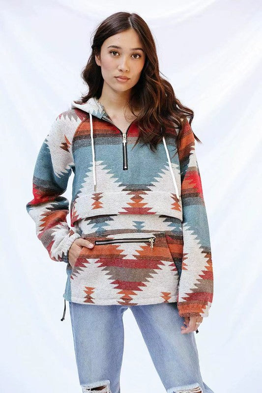 Western print hoodie