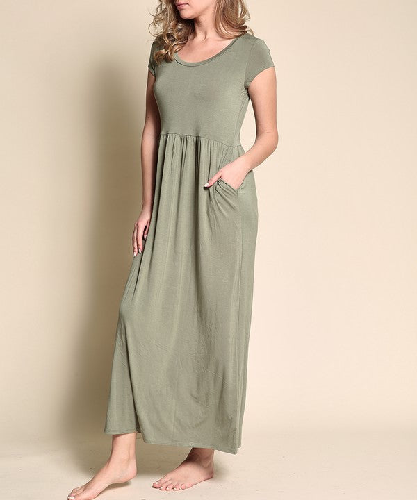 BABYDOLL MAXI DRESS WITH POCKETS