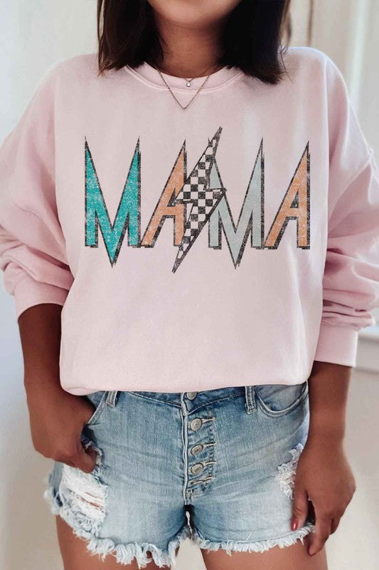 CHECKER LIGHTNING MAMA PLUS SIZE SWEATSHIRT