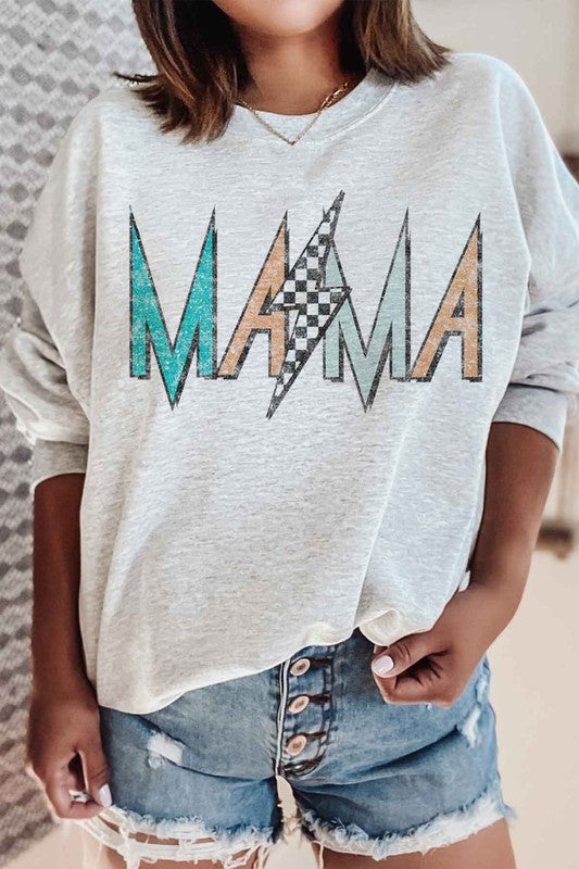 CHECKER LIGHTNING MAMA PLUS SIZE SWEATSHIRT