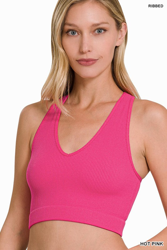 RIBBED CROPPED RACERBACK TANK TOP