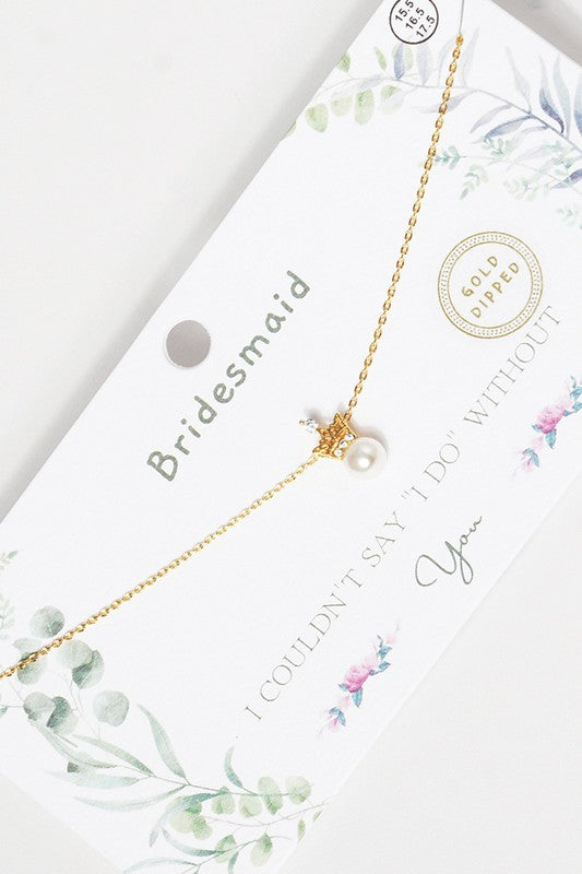 Gold-Dipped Crown Bridesmaid Necklace