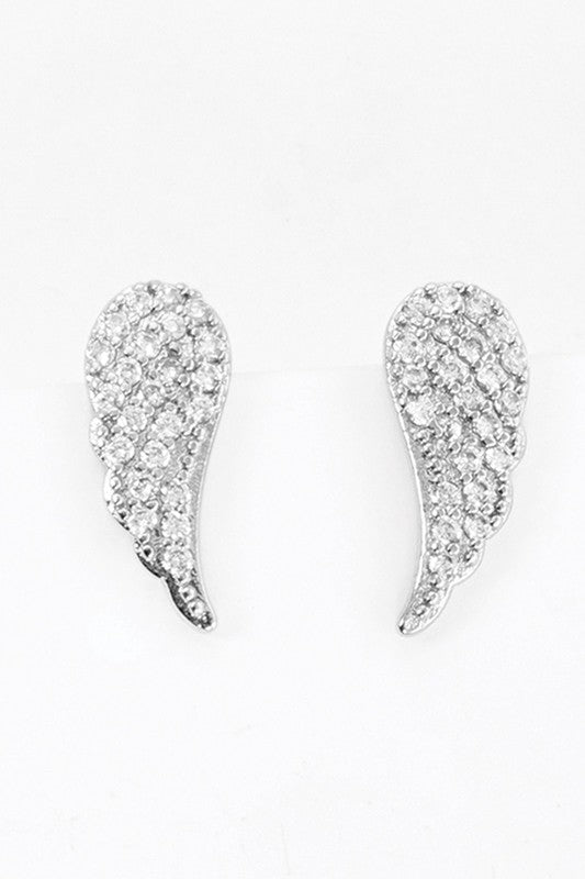 CZ Gold-Dipped Wings Earrings