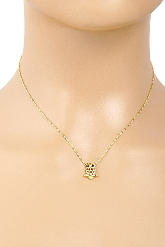 CZ Gold-Dipped Owl Necklace