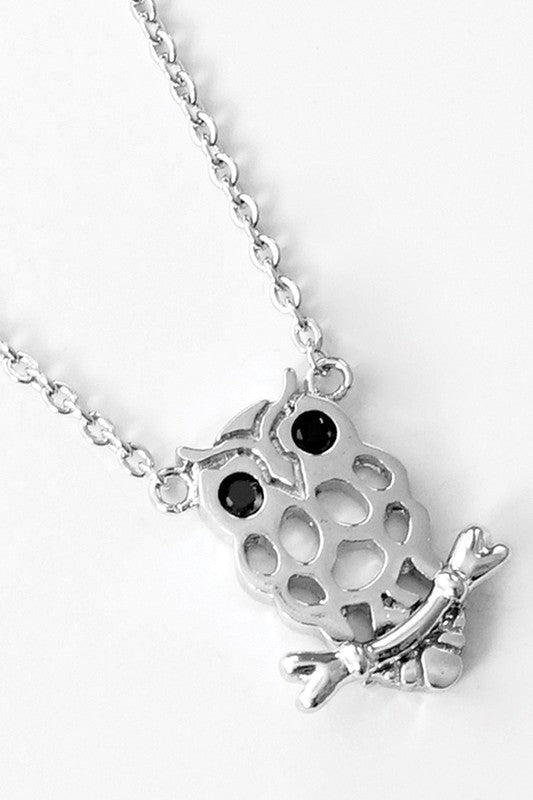 CZ Gold-Dipped Owl Necklace