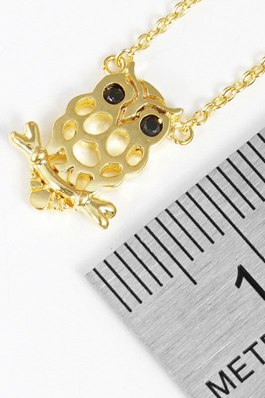 CZ Gold-Dipped Owl Necklace