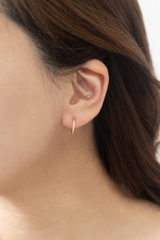 Thin Stone Hoop Earrings