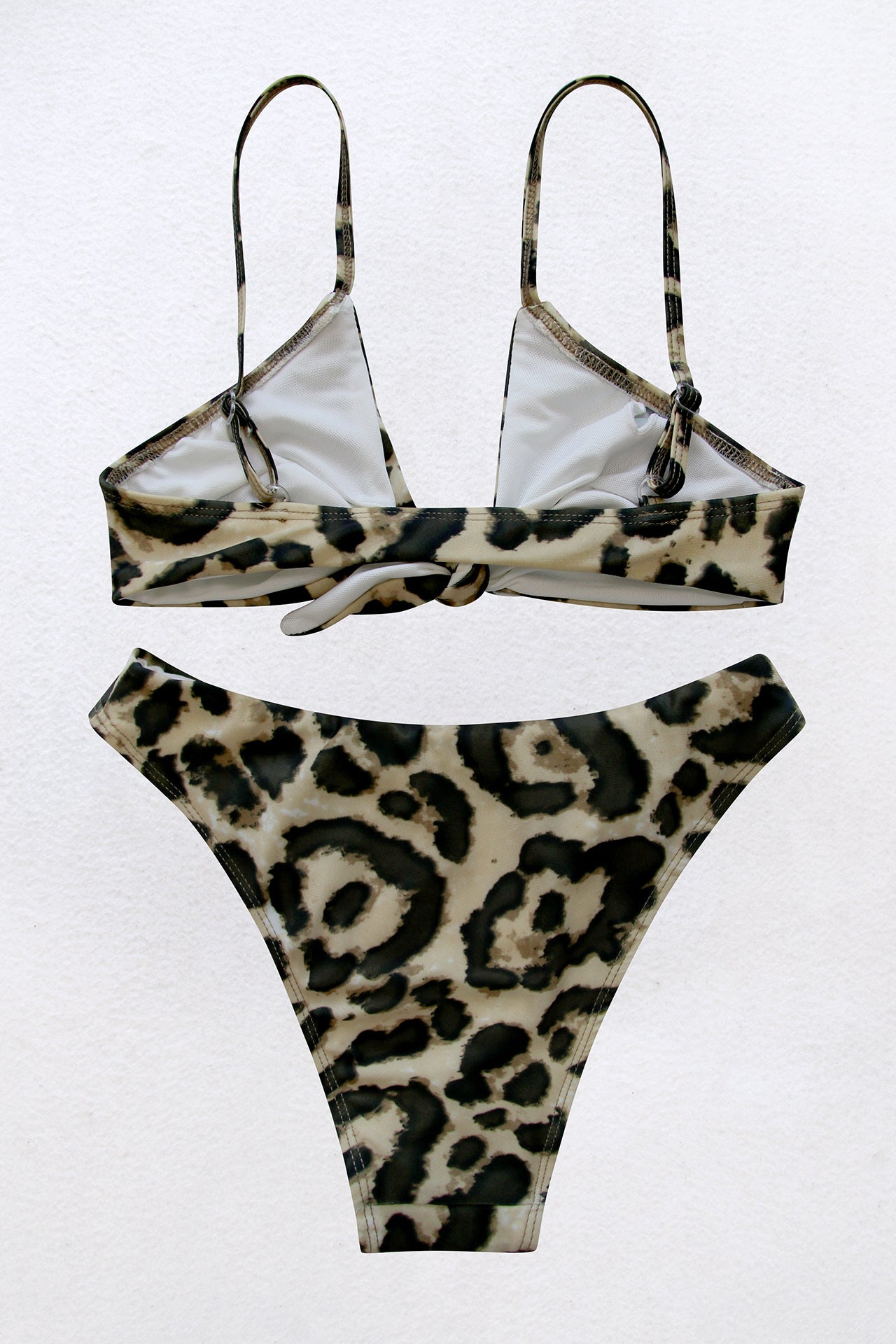 Printed Tie Front Spaghetti Strap Bikini Set